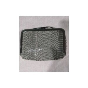 Perlina Embossed Leather Cosmetic Case with Interior Mirror, Gray‎